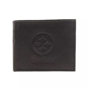 NFL Pittsburgh Steelers Genuine Laser Engraved Bill-fold Wallet in Black